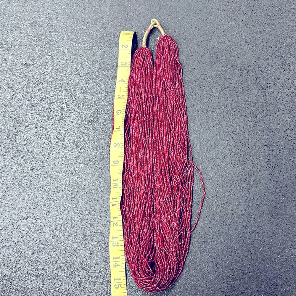 Vintage micro bead red/burgundy 30 inch necklace